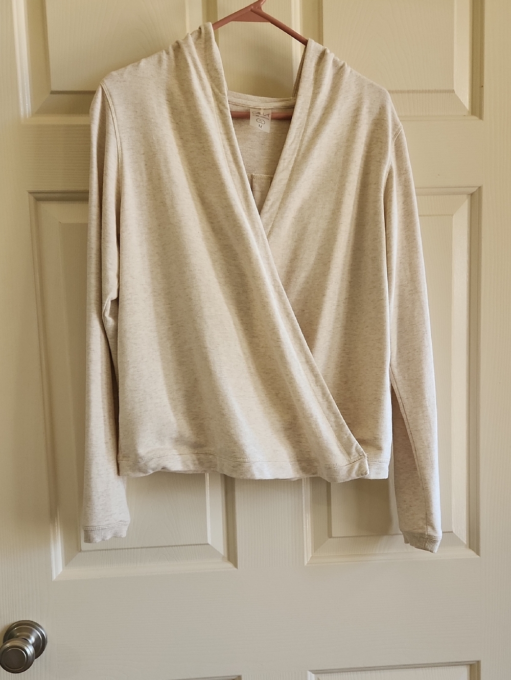 CALIA by Carrie Underwood Cream Wrap Front Hoodie Sweatshirt